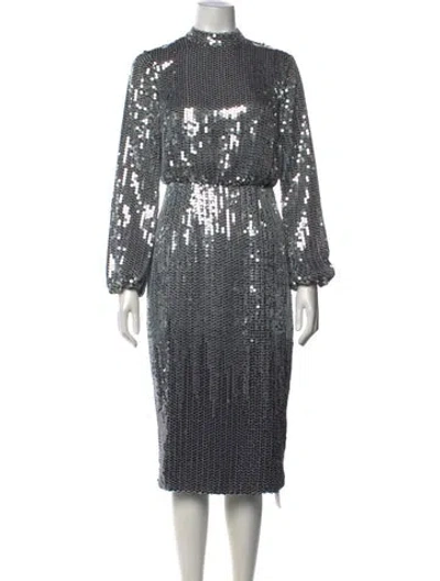 Pre-owned Ted Baker Sequin Midi Length Dress In Grey