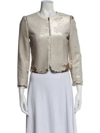 Pre-owned Ted Baker Sequin Patterned Jacket In Neutral