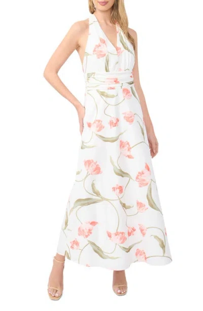 Ted Baker Serafina Floral Halter Neck Cotton Maxi Dress In White