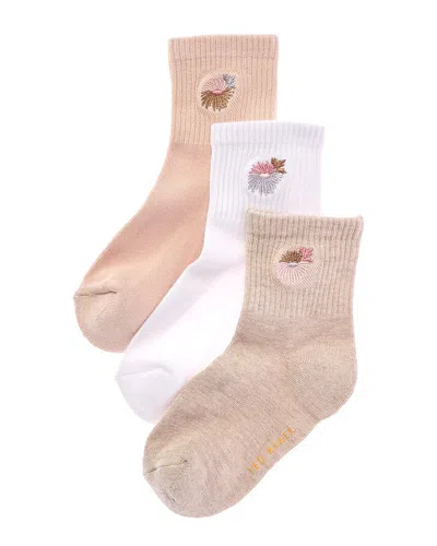 Ted Baker Set Of 3 Quarter Crew Sock In Pink