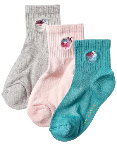 Ted Baker Set Of 3 Quarter Crew Sock In Multi