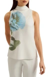 Ted Baker London Setsuko Floral Sleeveless Top In White