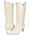 Ted Baker Seydi Boots Womens Cream Leather Kitten Heel Mid-calf Jobb1247 In White