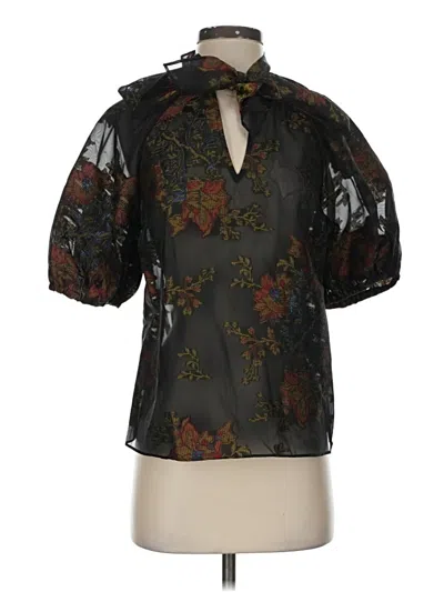 Pre-owned Ted Baker Short Sleeve Blouse In Black