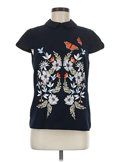Pre-owned Ted Baker Short Sleeve Blouse In Blue