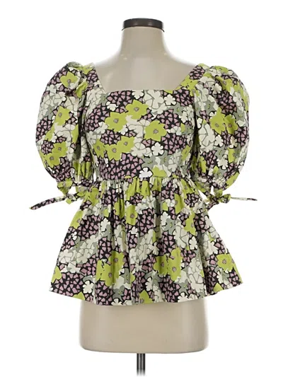 Pre-owned Ted Baker Short Sleeve Blouse In Green