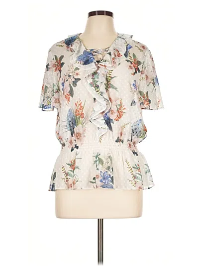 Pre-owned Ted Baker Short Sleeve Blouse In Ivory