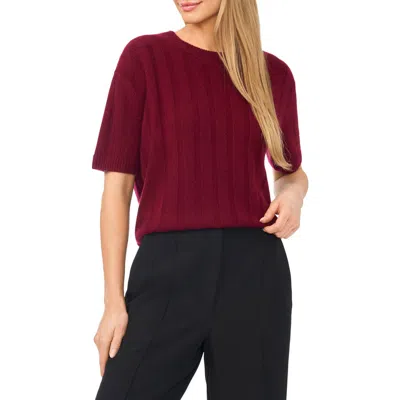 Ted Baker Short Sleeve Cashmere Rib Sweater In Burgundy
