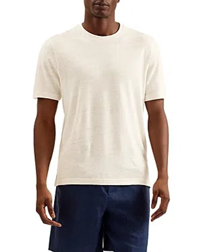 Ted Baker Short Sleeve Linen Crewneck Tee In Stone