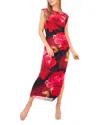 Ted Baker Short Sleeve Mesh Column Dress In Red