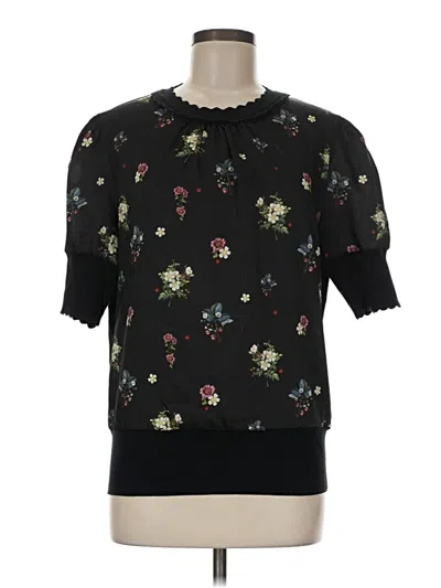 Pre-owned Ted Baker Short Sleeve Top Black Crew Neck Tops