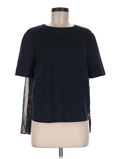 Pre-owned Ted Baker Short Sleeve Top Black Crew Neck Tops