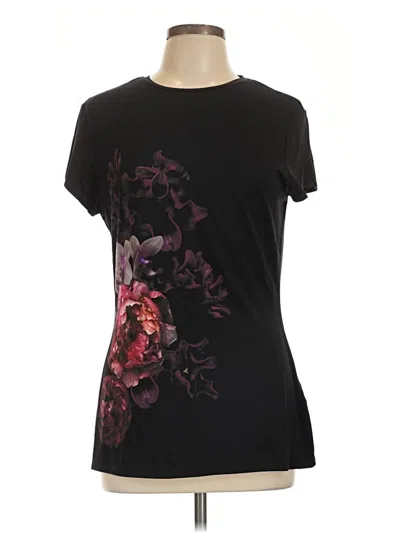 Pre-owned Ted Baker Short Sleeve Top Black Scoop Neck Tops