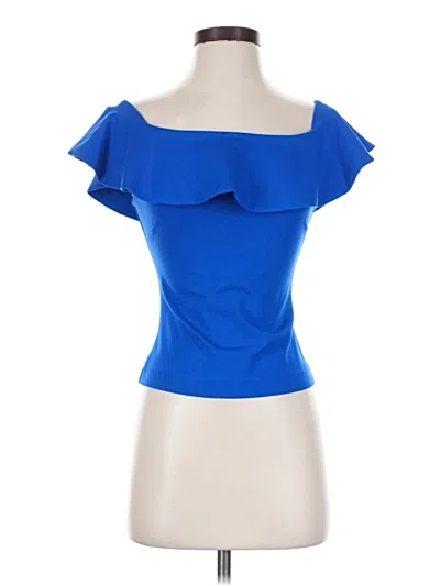Pre-owned Ted Baker Short Sleeve Top Blue Strapless Neckline Tops