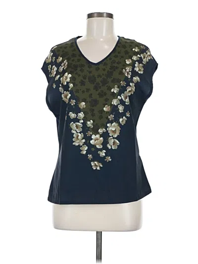 Pre-owned Ted Baker Short Sleeve Top Blue V Neck Tops