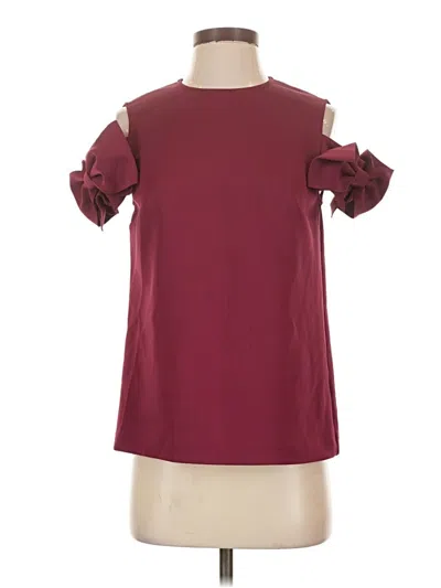 Pre-owned Ted Baker Short Sleeve Top Burgundy Cold Shoulder Neckline Tops