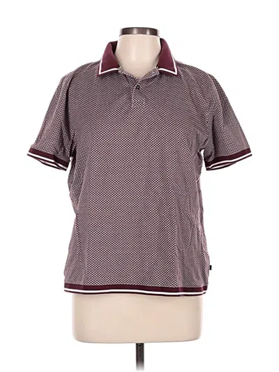 Pre-owned Ted Baker Short Sleeve Top Burgundy Collared Neckline Tops