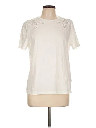 Pre-owned Ted Baker Short Sleeve Top Ivory Crew Neck Tops