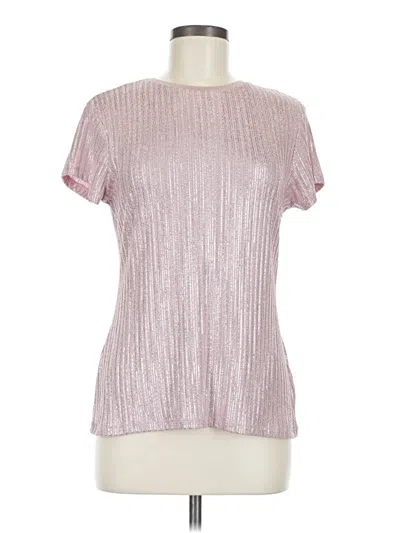 Pre-owned Ted Baker Short Sleeve Top Pink Metallic Pattern Mock Neckline Tops