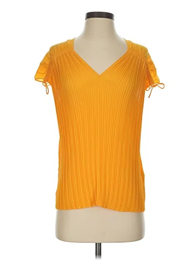 Pre-owned Ted Baker Short Sleeve Top Yellow V-neck Tops