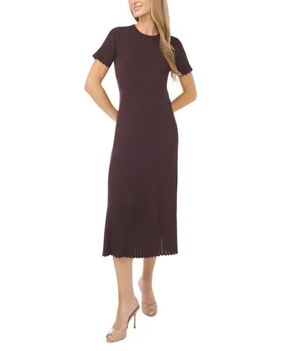 Ted Baker London Pointelle Short Sleeve Midi Dress In Brown