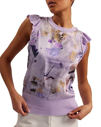 Ted Baker Shrayha Woven Front Top In Lilac