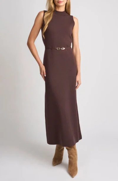 Ted Baker Sienna Mock Neck Sleeveless Maxi Sweater Dress In Brown