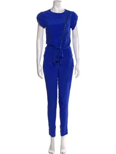 Pre-owned Ted Baker Silk Bateau Neckline Jumpsuit In Blue