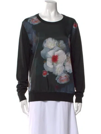 Pre-owned Ted Baker Silk Floral Print Sweater In Neutral