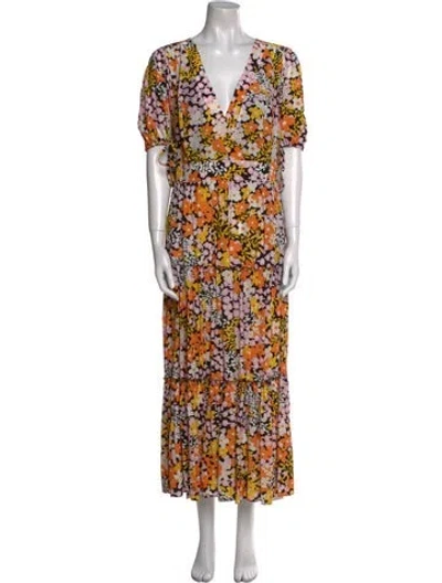 Pre-owned Ted Baker Silk Long Dress W/ Tags In Multi