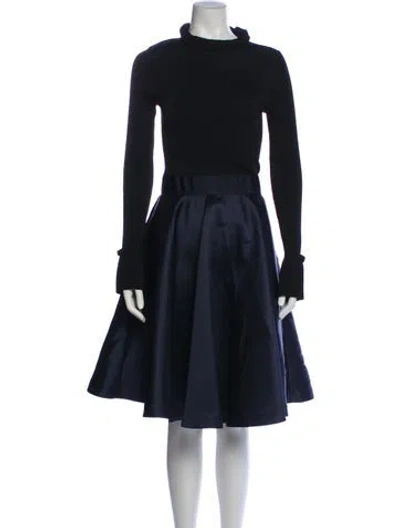 Pre-owned Ted Baker Silk Midi Length Dress In Blue