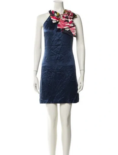 Pre-owned Ted Baker Silk Mini Dress In Blue