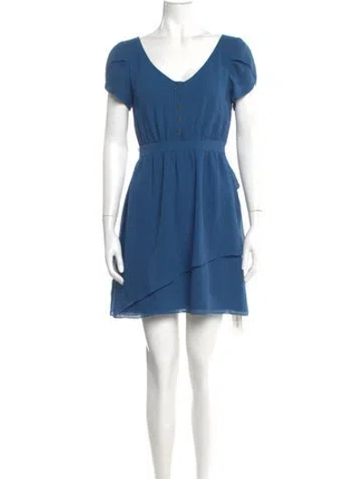 Pre-owned Ted Baker Silk Mini Dress In Blue