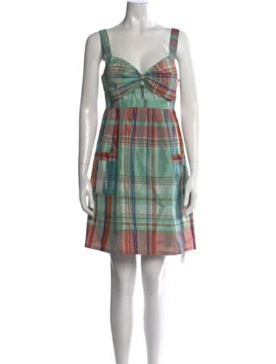 Pre-owned Ted Baker Silk Mini Dress In Green