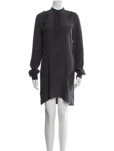 Pre-owned Ted Baker Silk Mini Dress In Grey