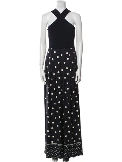 Pre-owned Ted Baker Silk Polka Dot Print Jumpsuit In Black