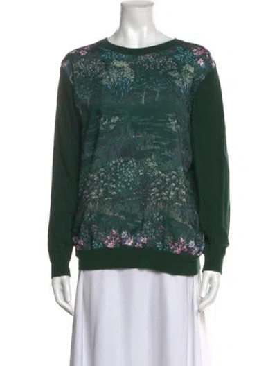 Pre-owned Ted Baker Silk Printed Sweater In Green