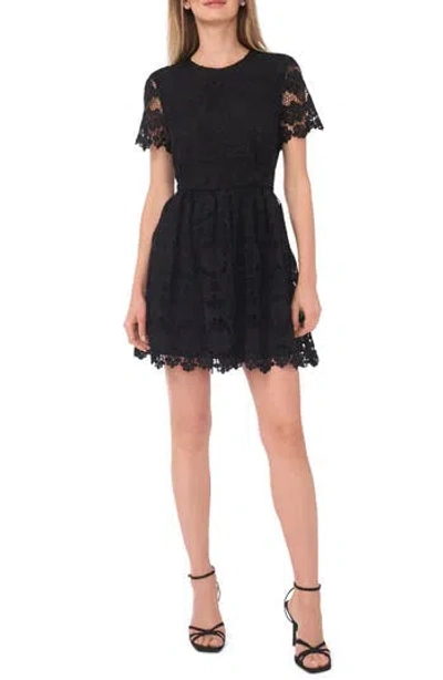 Ted Baker Simone Floral Lace Short Sleeve Minidress In Black