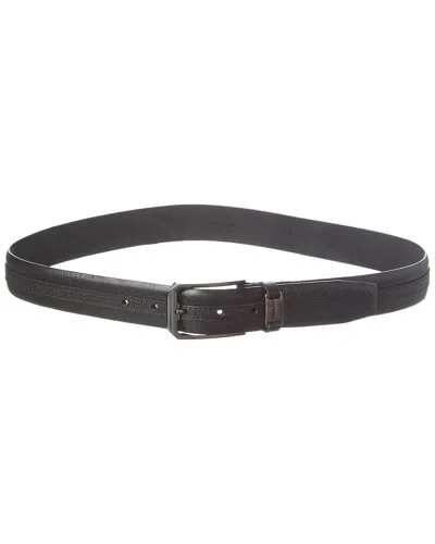 Ted Baker Siymon Caviar & Smooth Leather Belt In Black