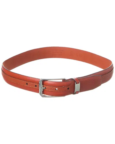 Ted Baker Siymon Caviar & Smooth Leather Belt In Brown