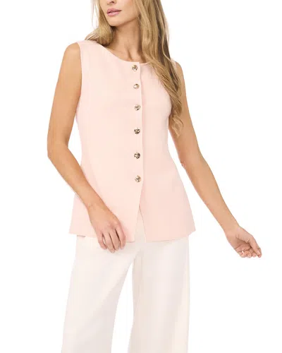 Ted Baker Sleeveless Crewneck Button Down Shirt In Pink
