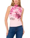 Ted Baker Mock Neck Sleeveless Mesh Top In Pink
