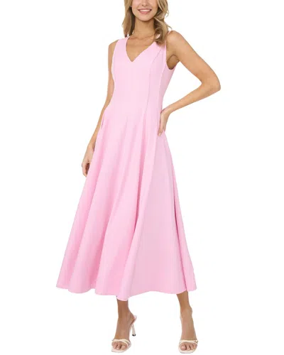 Ted Baker Sleeveless V Neck Pleated Linen-blend Maxi Dress In Animal Print