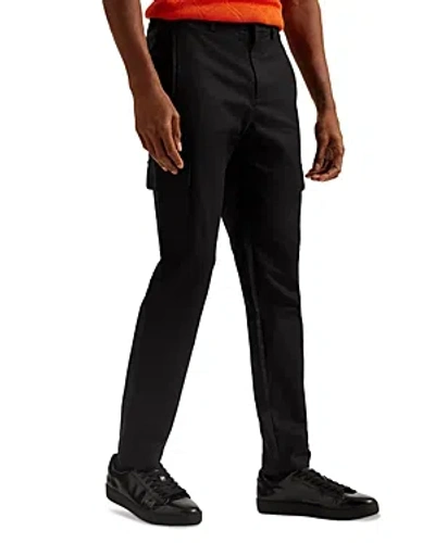 Ted Baker Slim Fit Smart Cargo Pants In Black