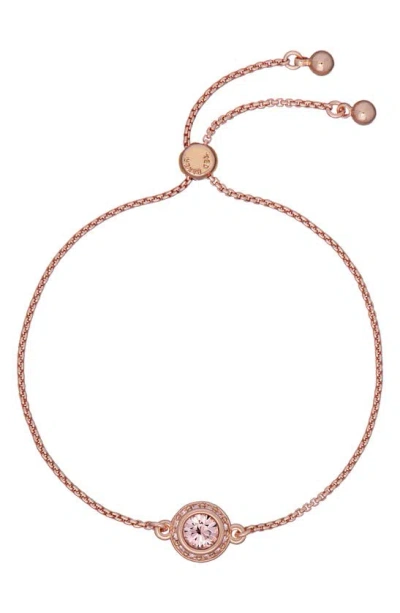 Ted Baker Soleta Solitaire Crystal Slider Bracelet In Rose Gold Tone Vintage Rose