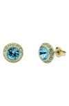 Ted Baker Soletia Solitaire Sparkle Stud Earrings In Gold Tone Aquamarine Crystal