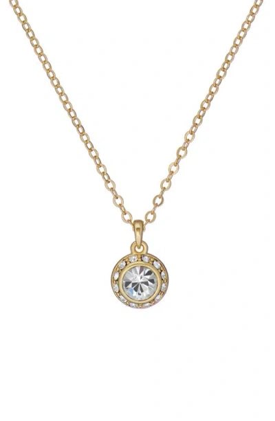 Ted Baker Soltell Solitaire Crystal Halo Pendant Necklace In Gold Tone Clear Crystal