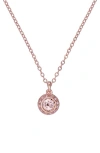 Ted Baker Soltell Solitaire Crystal Halo Pendant Necklace In Rose Gold Tone Vint Rose Crys