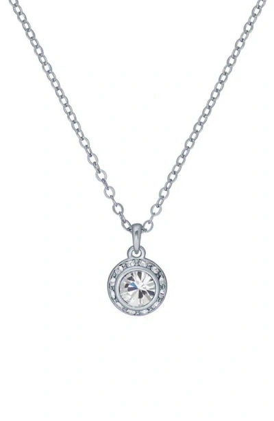 Ted Baker Soltell Solitaire Crystal Halo Pendant Necklace In Silver Tone Clear Crystal