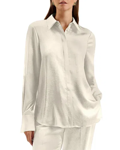 Ted Baker Sonora Long Line Satin Shirt In Ivory